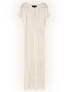 Tabula Rasa Cream Distressed Maxi Dress